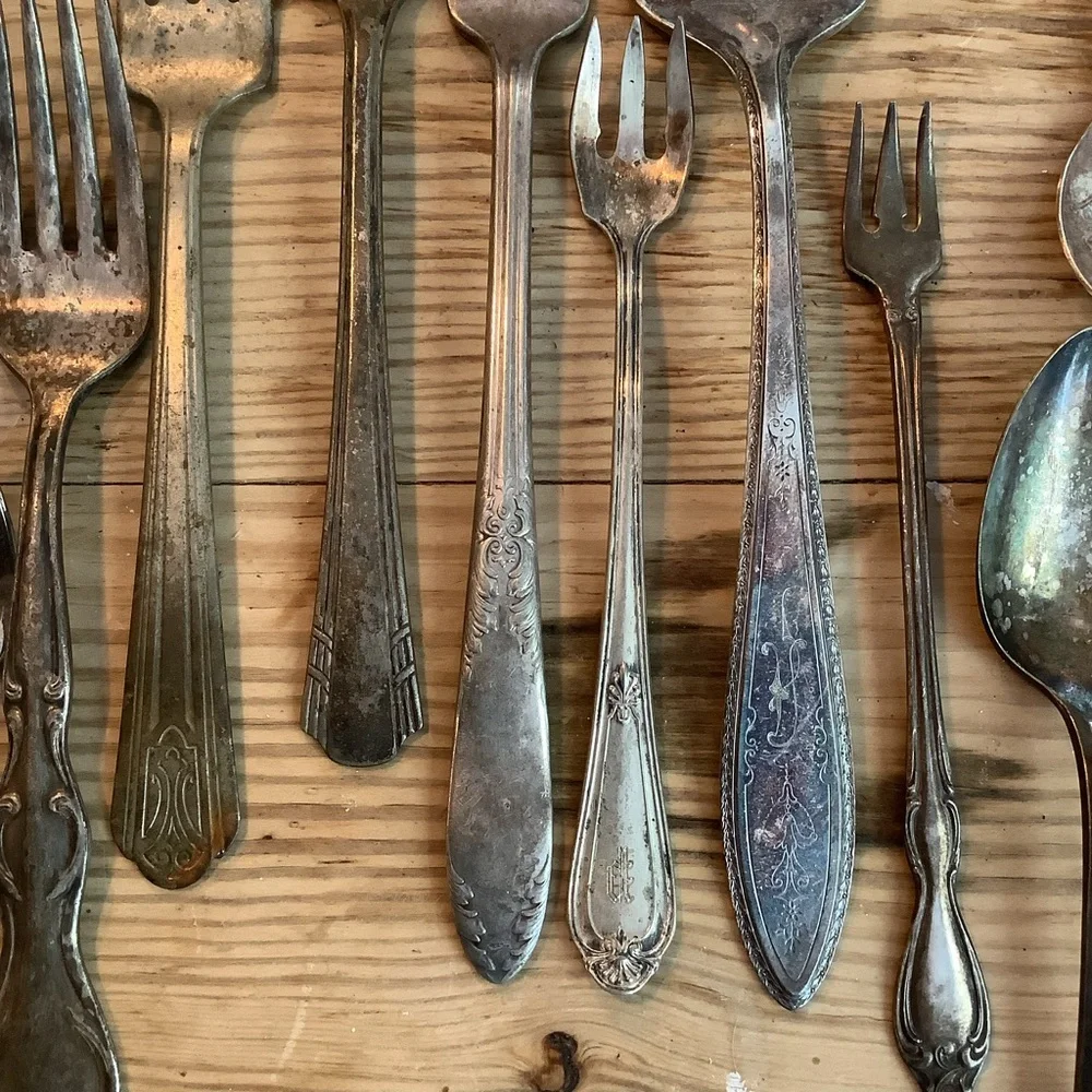 Antique Vintage Mismatched Silver Plate Flatware Pieces